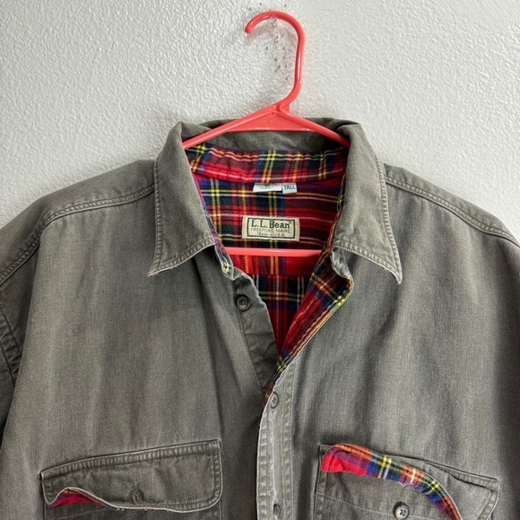 LL Bean Vintage Over Shirt Plaid Lined Size XLT - Picture 6 of 12